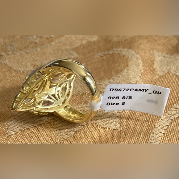 MARCEL DRUCKER Gold Over Silver, Amethyst & Diamond Ring Sz. 8 New in Box! - Picture 2 of 8